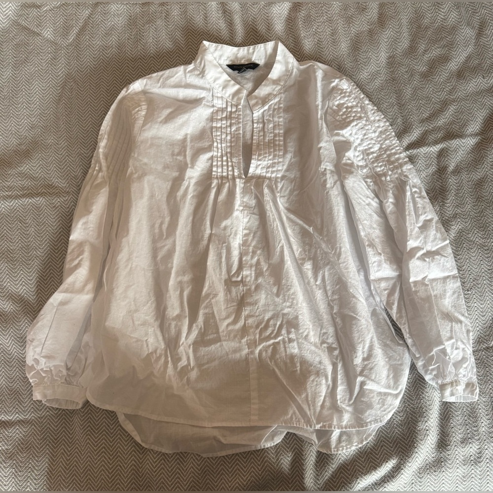 Banana Republic Pleated Popover Blouse White Size M